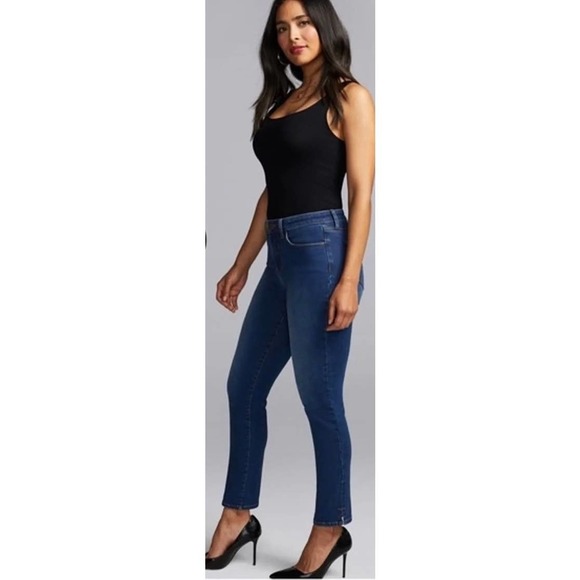 Nydj Curves 360 Slim Straight Blue Denim Jeans 12 - Picture 2 of 11